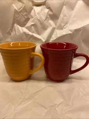 Todays Home Yellow and Red Ceramic Mugs - Set of 2